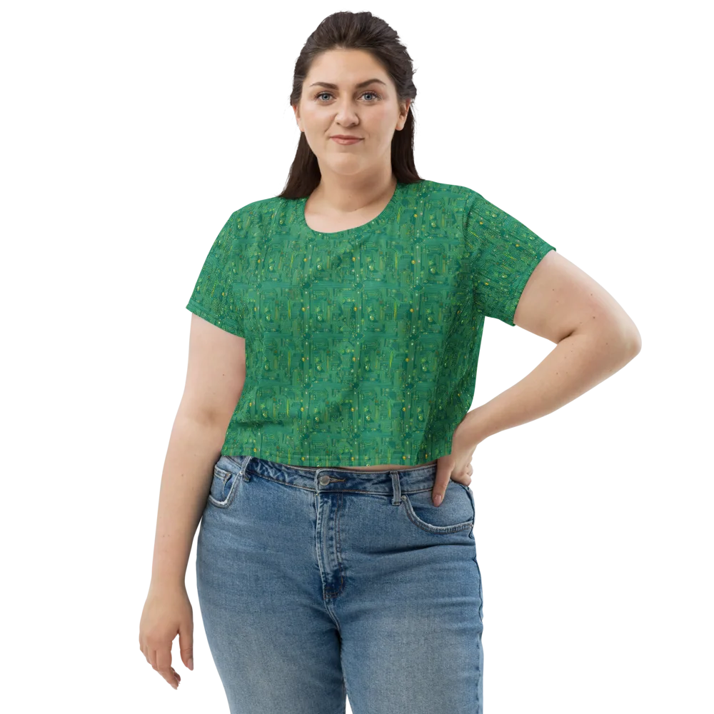 Golden Motherboard on Crop Tee — Front