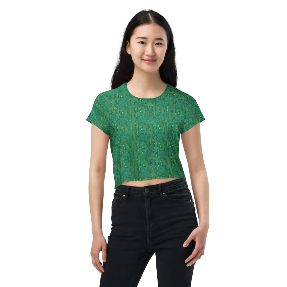 Golden Motherboard on Crop Tee — Front