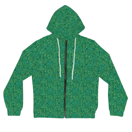 Golden Motherboard on a Women's Full-Zip Hoodie