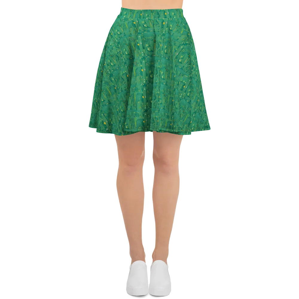 Golden Motherboard on Skater Skirt — Front