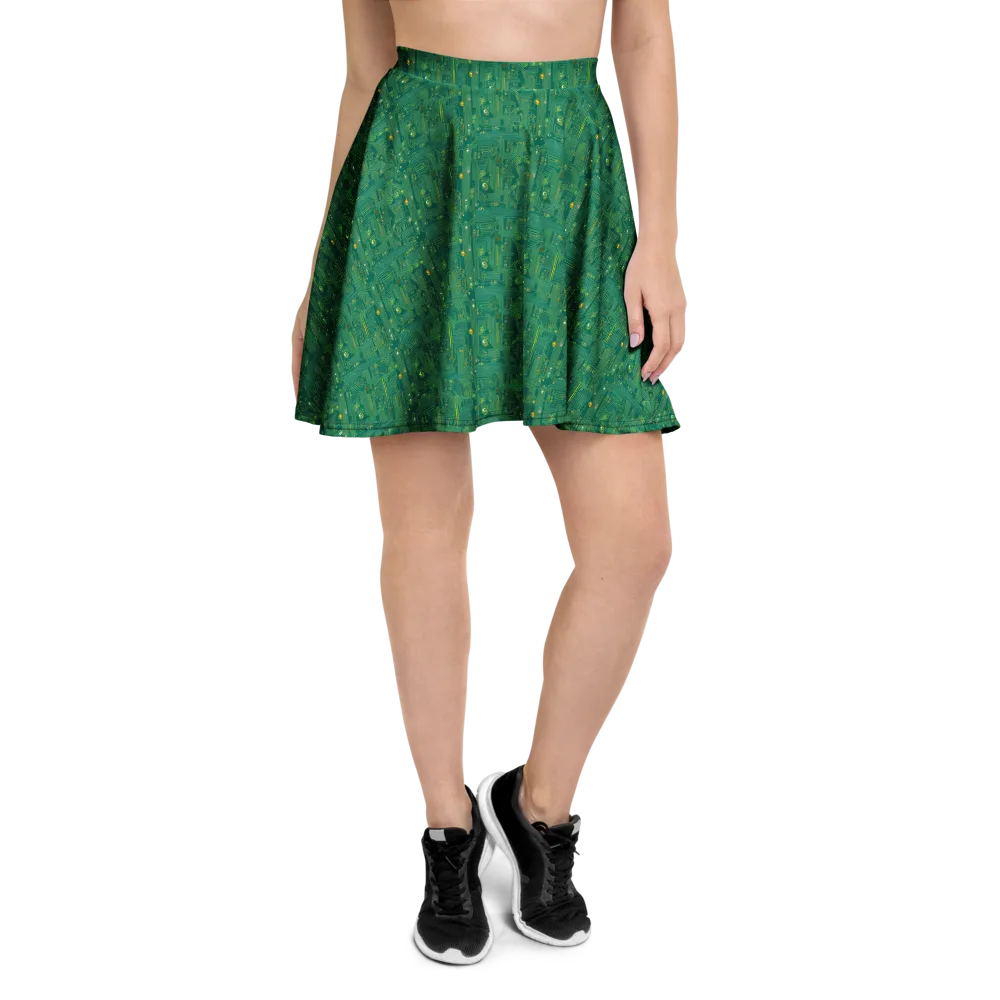 Golden Motherboard on Skater Skirt — Front