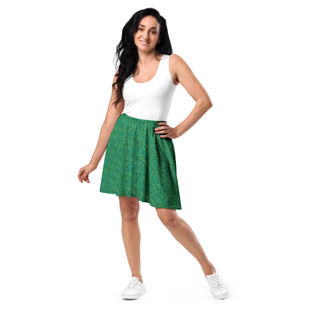 Golden Motherboard on Skater Skirt — Front