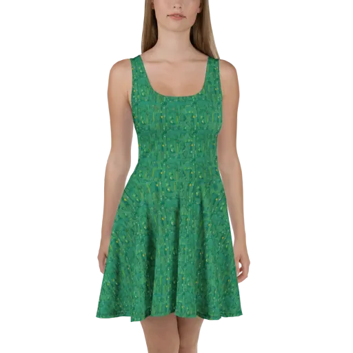 Golden Motherboard on a Skater Dress