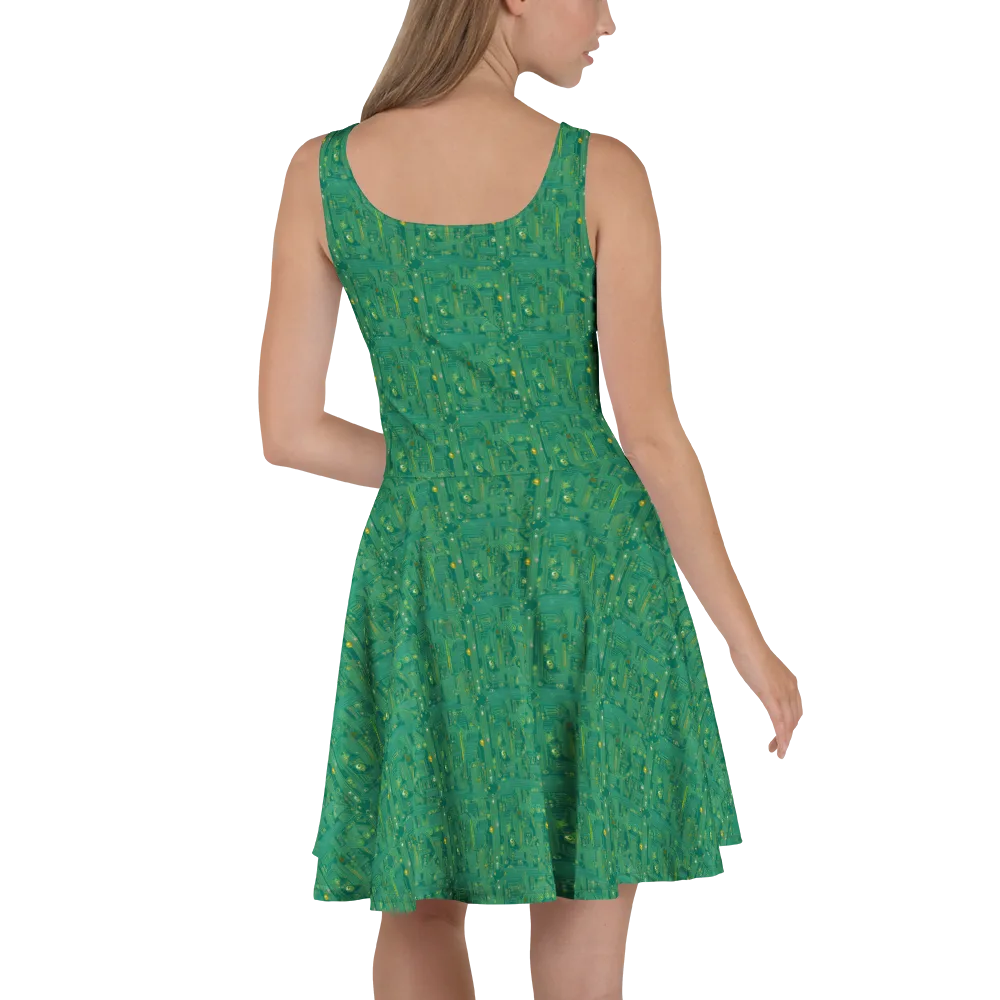 Golden Motherboard on Skater Dress — Back