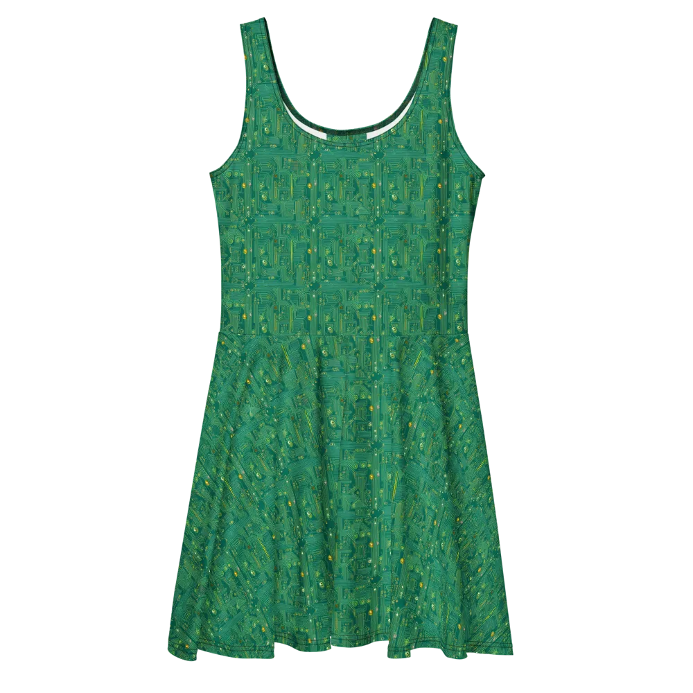 Golden Motherboard on Skater Dress — Front
