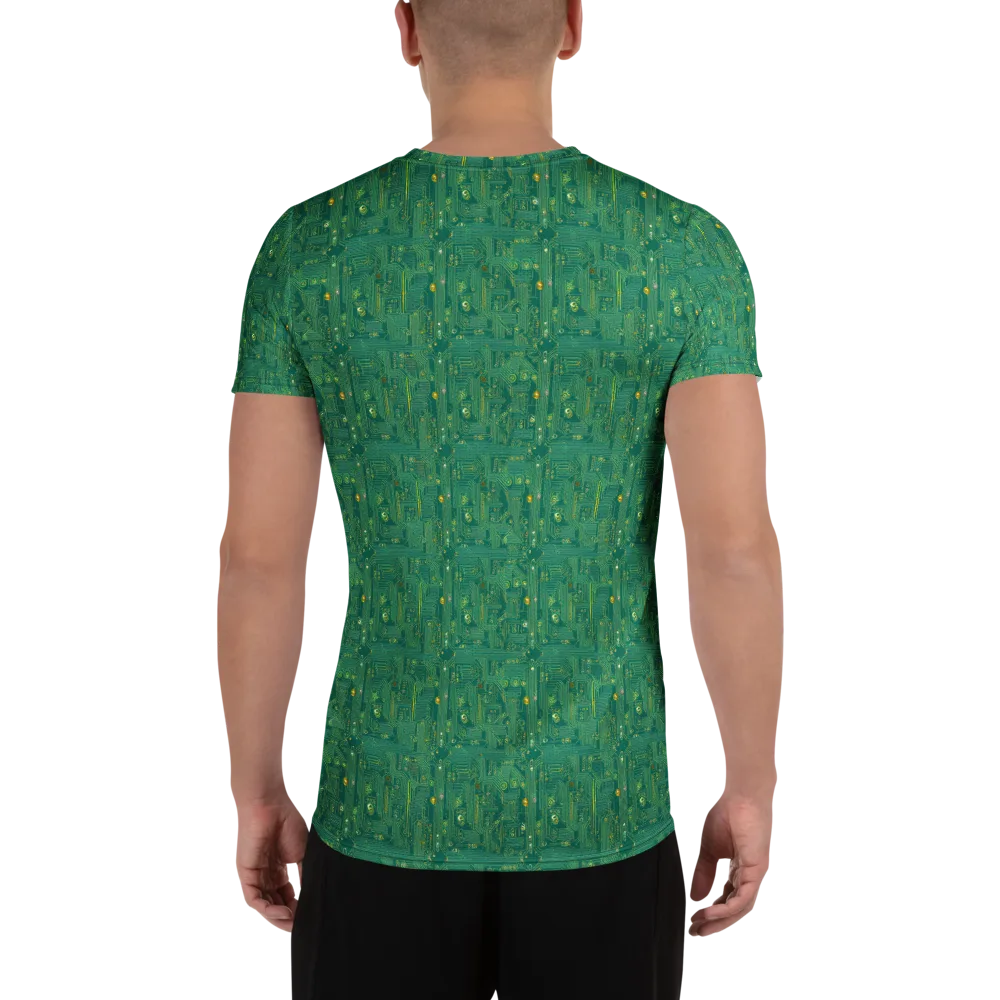 Golden Motherboard on Men's Athletic T-Shirt — Back