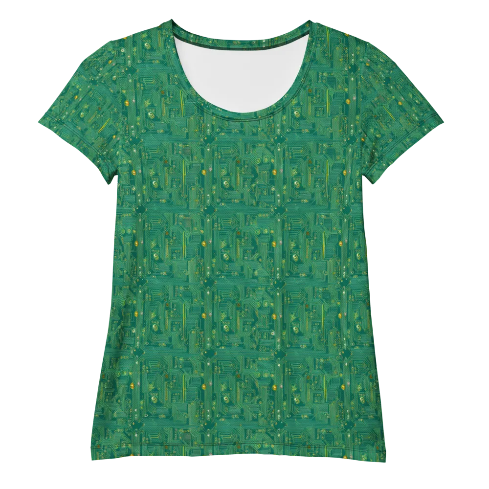 Golden Motherboard on Women's Athletic T-Shirt — Front