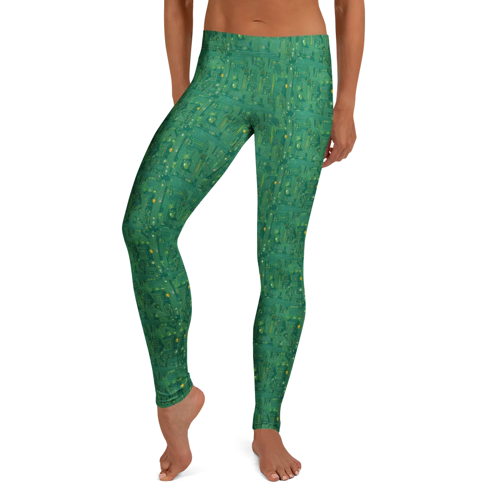 Golden Motherboard on Leggings — Front