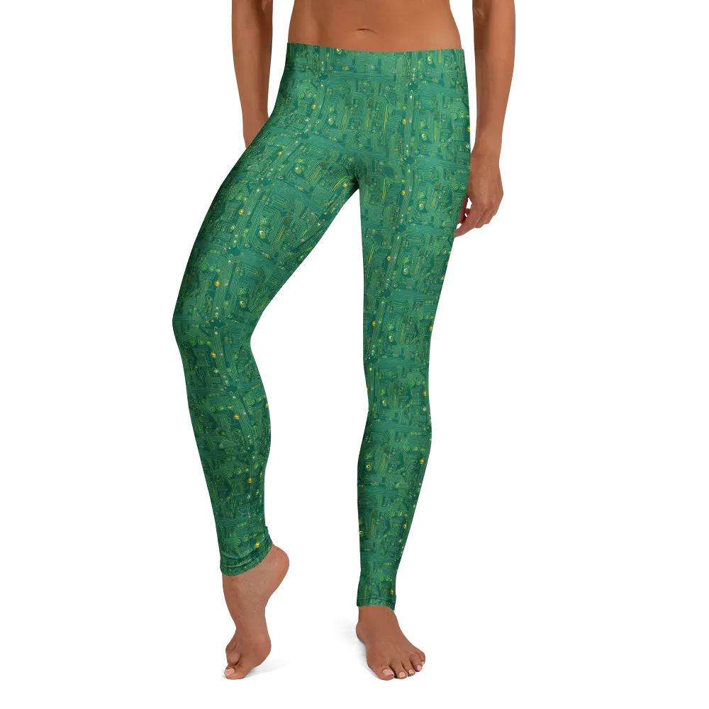Golden Motherboard on Leggings — Front