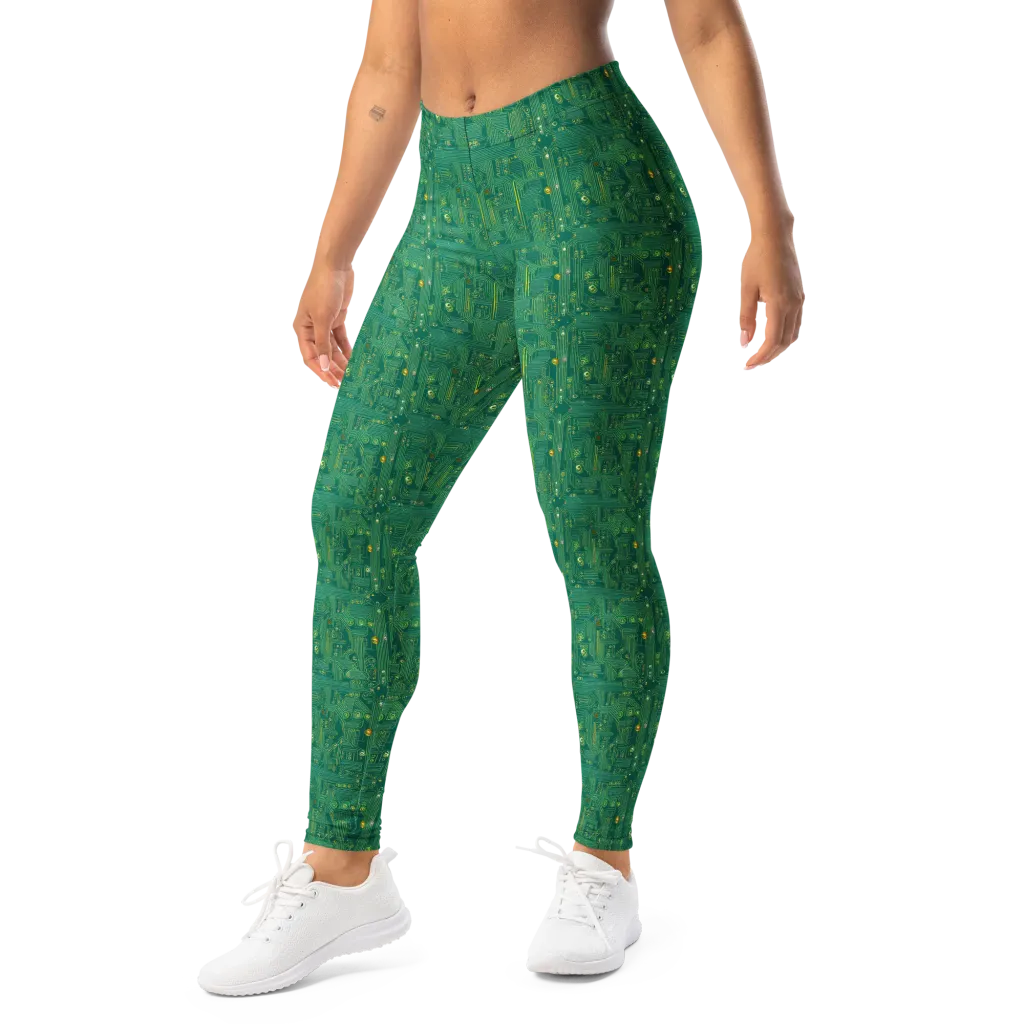 Golden Motherboard on Leggings — Left Front