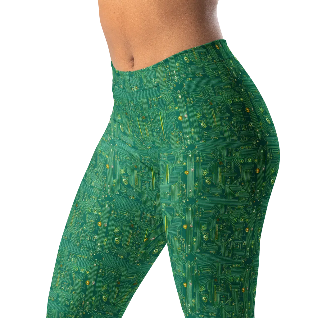 Golden Motherboard on Leggings — Left Front