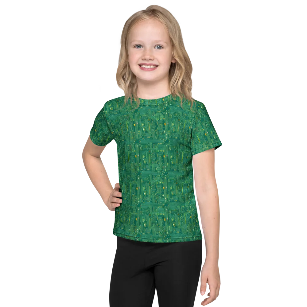 Golden Motherboard on Kids Crew Neck T-Shirt — Front