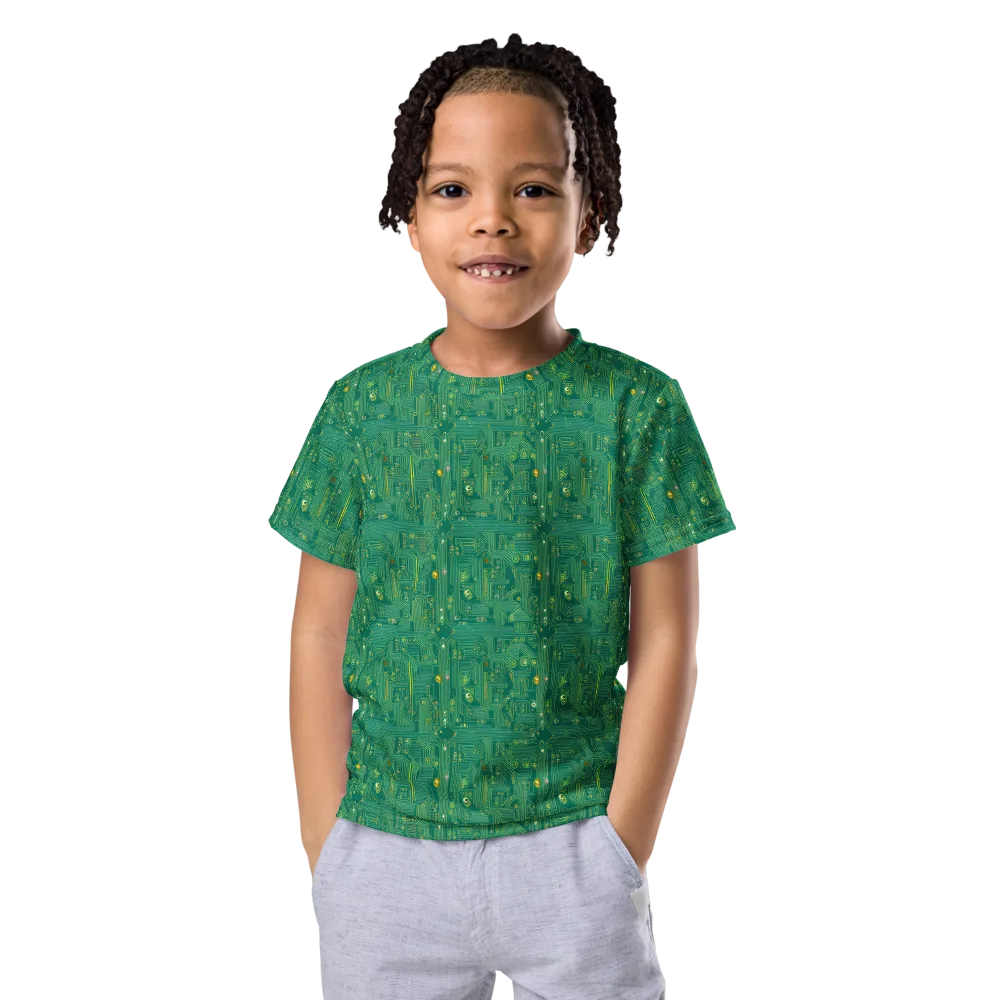 Golden Motherboard on Kids Crew Neck T-Shirt — Front