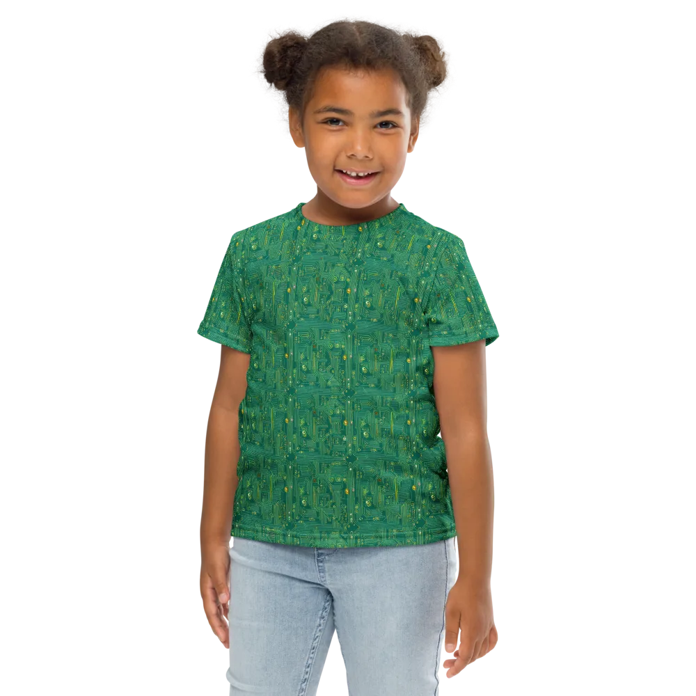 Golden Motherboard on Kids Crew Neck T-Shirt — Front