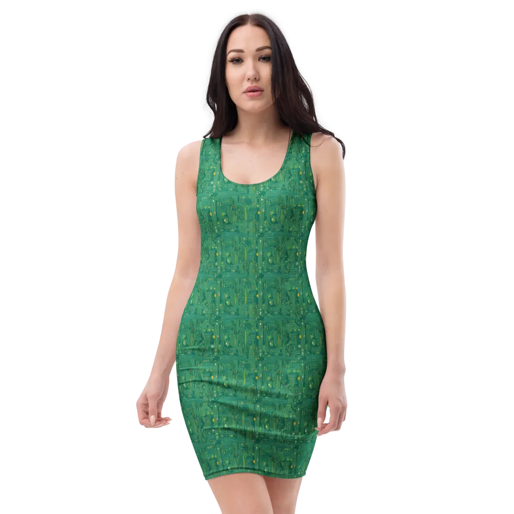 Golden Motherboard on Bodycon Dress — Front
