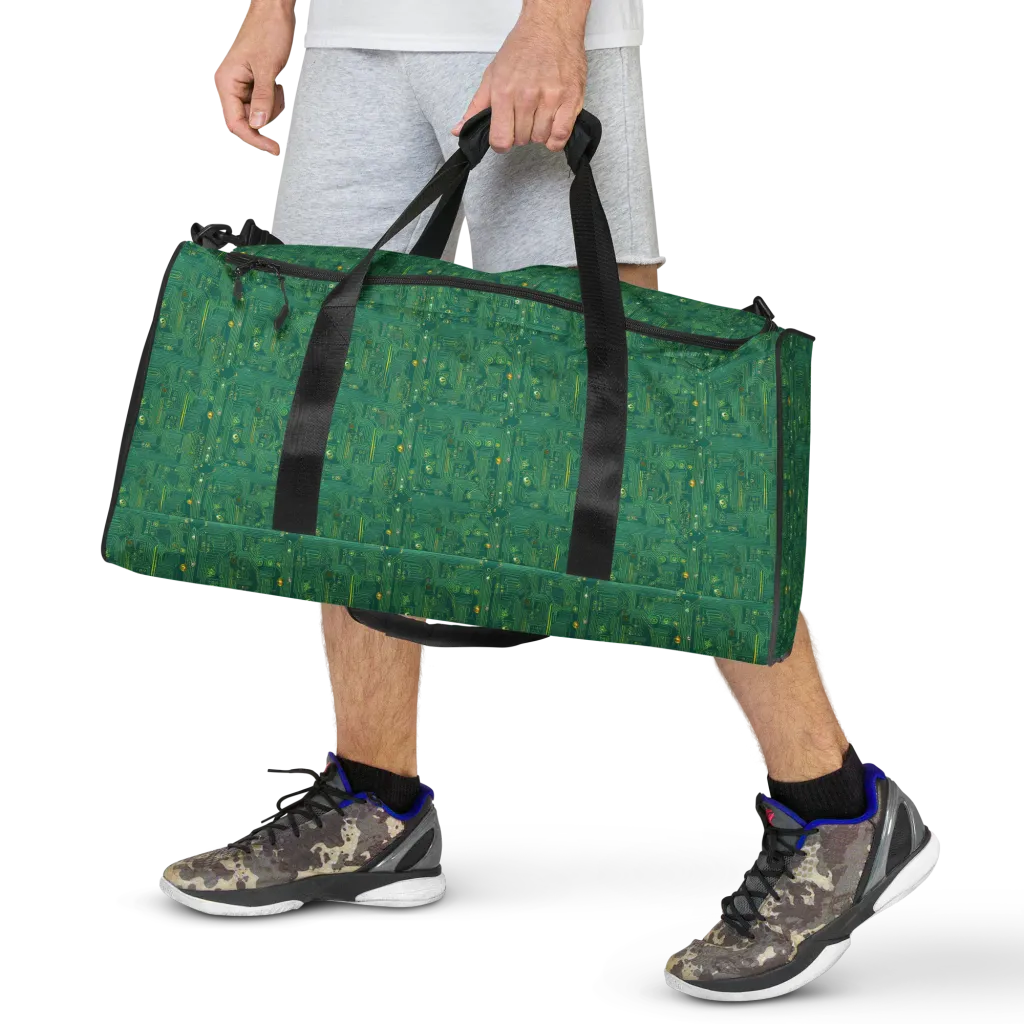 Golden Motherboard on Duffle Bag — Front