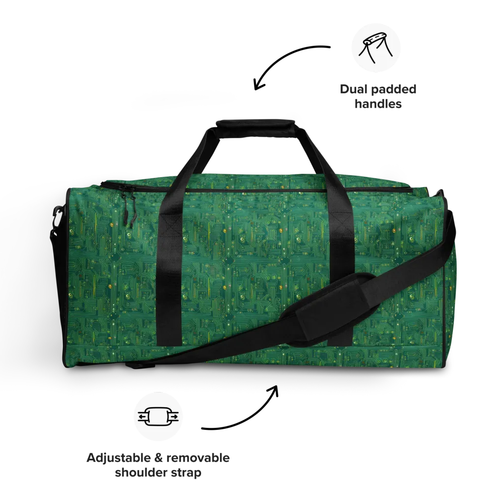 Golden Motherboard on Duffle Bag — Front