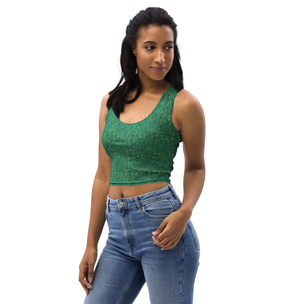 Golden Motherboard on Crop Top — Left Front