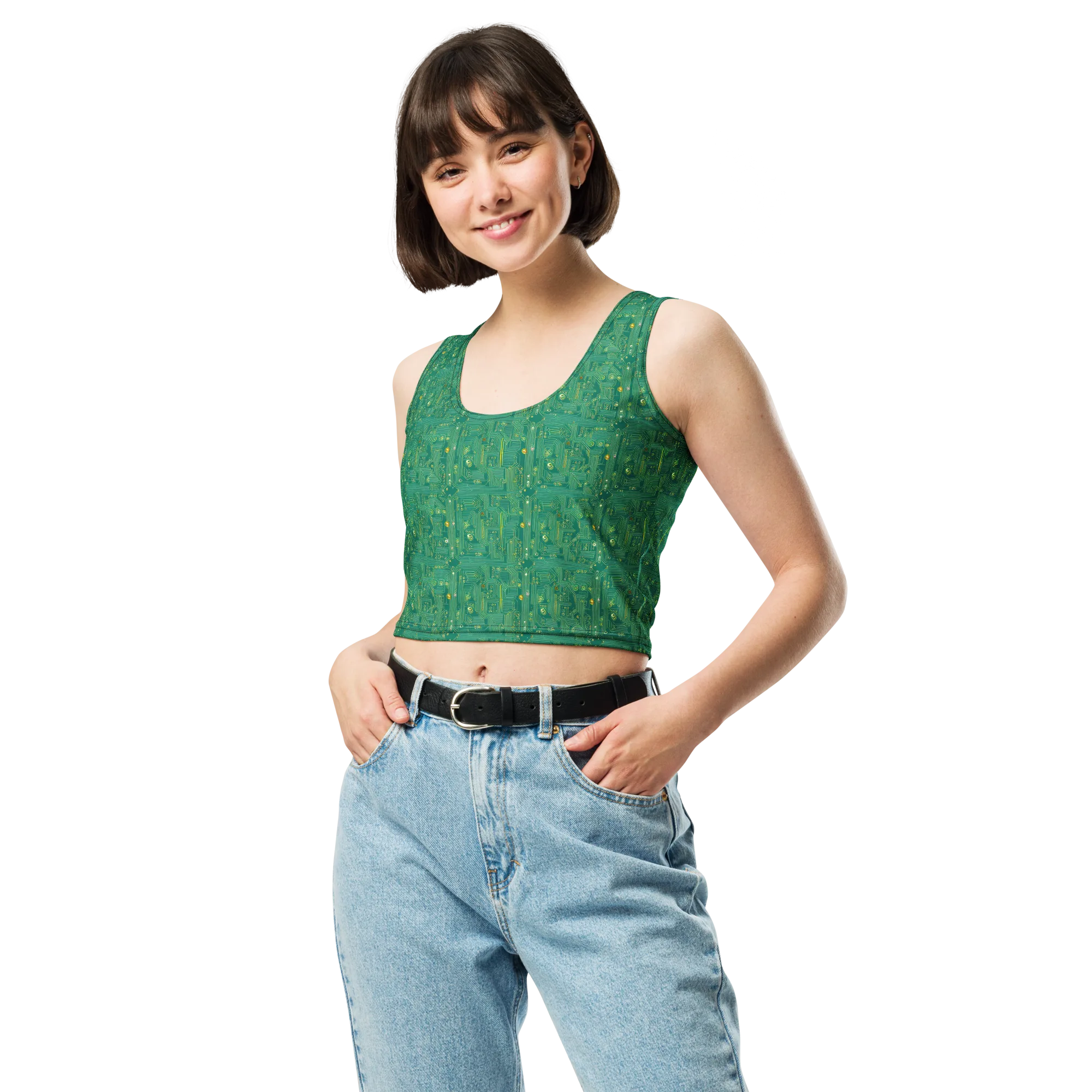 Golden Motherboard on Crop Top — Front