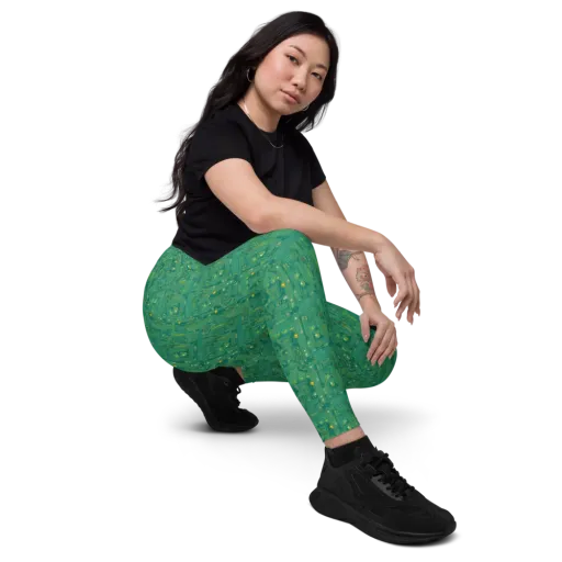 Golden Motherboard on a Leggings with Pockets