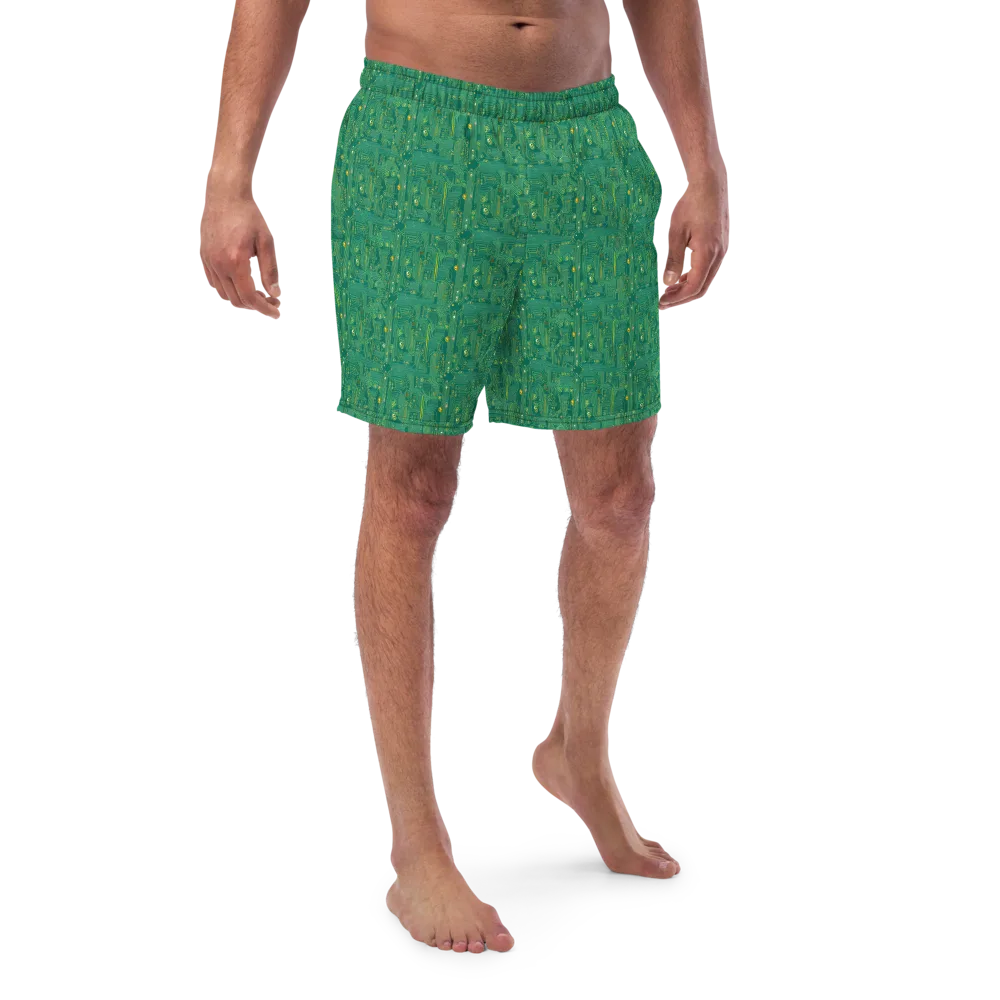 Golden Motherboard on Swim Trunks — Front