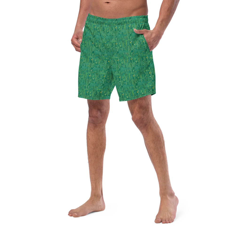 Golden Motherboard on Swim Trunks — Left Front