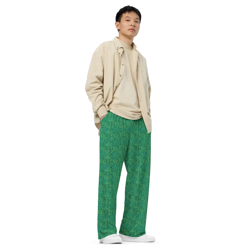 Golden Motherboard on Wide-Leg Pants — Right Front