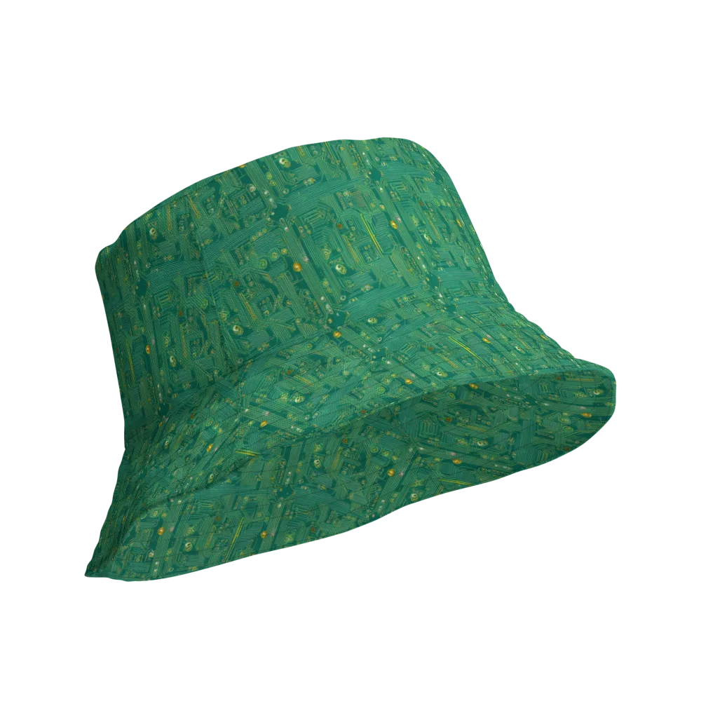 Golden Motherboard on Reversible Bucket Hat — Product details Outside