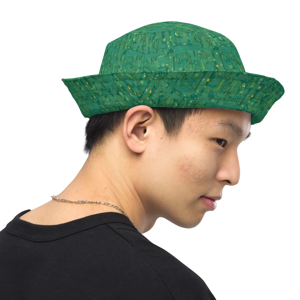 Golden Motherboard on Reversible Bucket Hat — Right Outside
