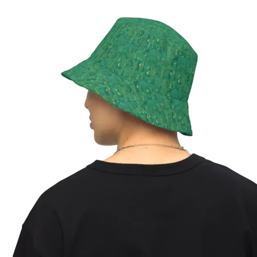 Golden Motherboard on a Reversible Bucket Hat