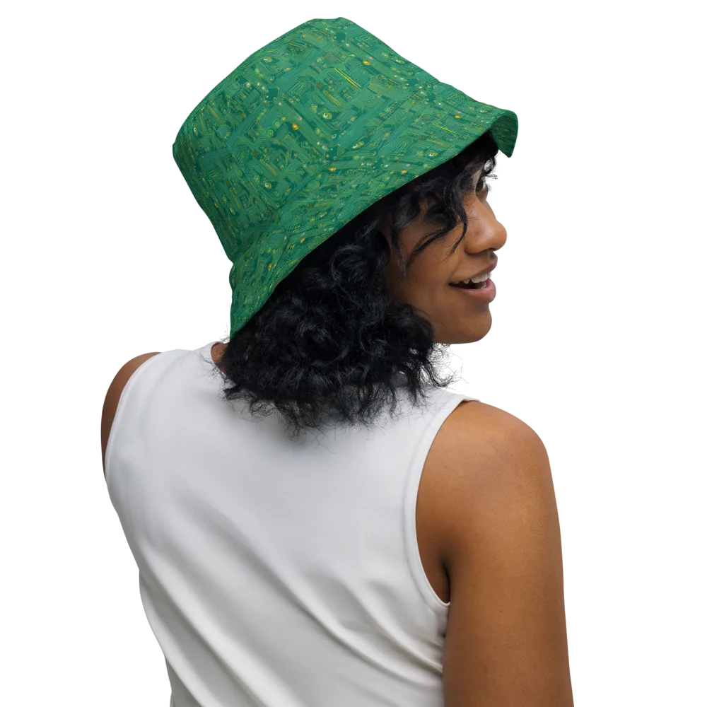 Golden Motherboard on Reversible Bucket Hat — Right Outside