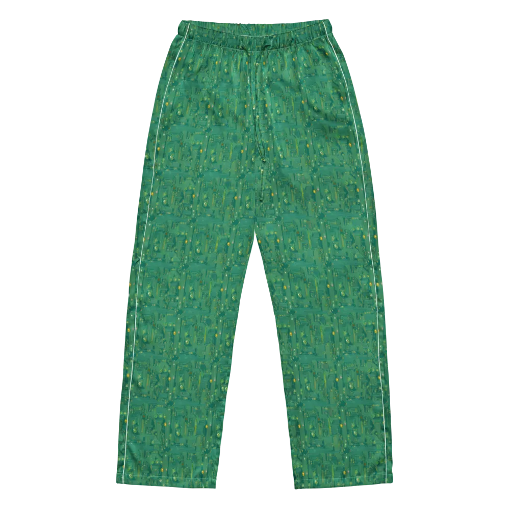 Golden Motherboard on Women's Pajama Pants — Front