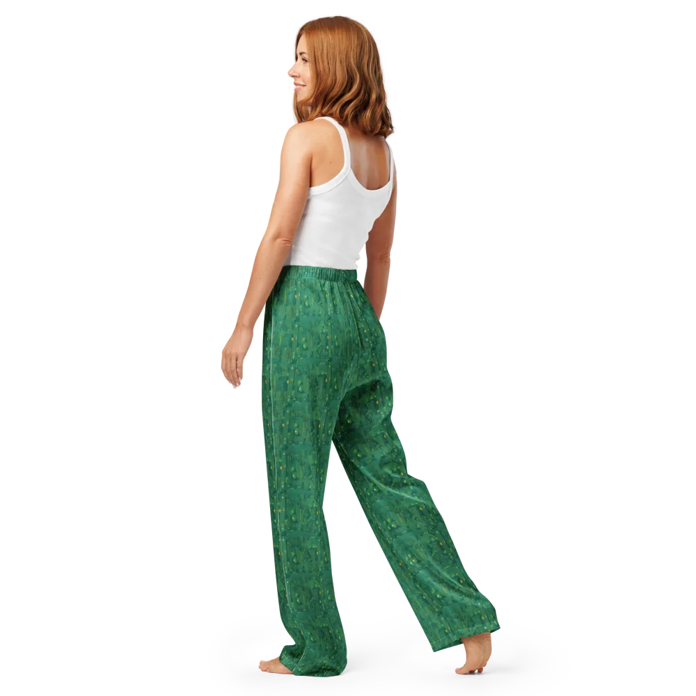 Golden Motherboard on Women's Pajama Pants — Back