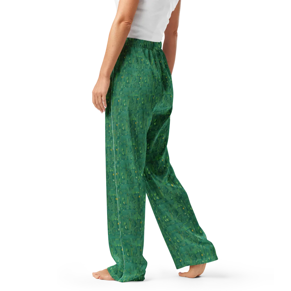 Golden Motherboard on Women's Pajama Pants — Left
