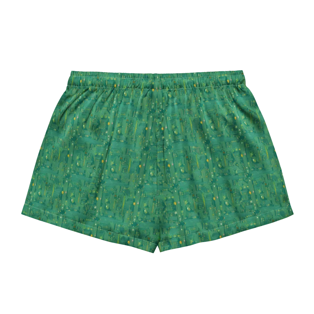 Golden Motherboard on Women's Pajama Shorts — Back