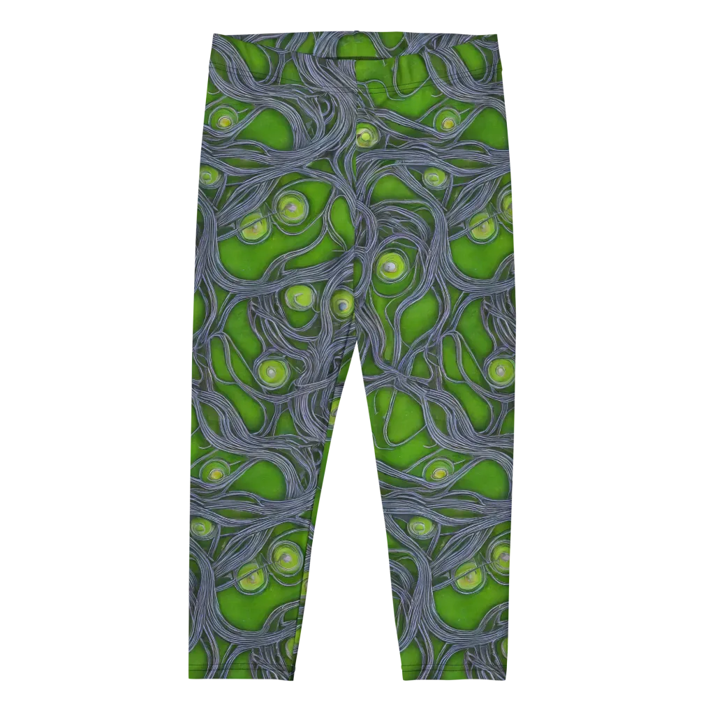 Neon Mycelium on Capri Leggings — Front