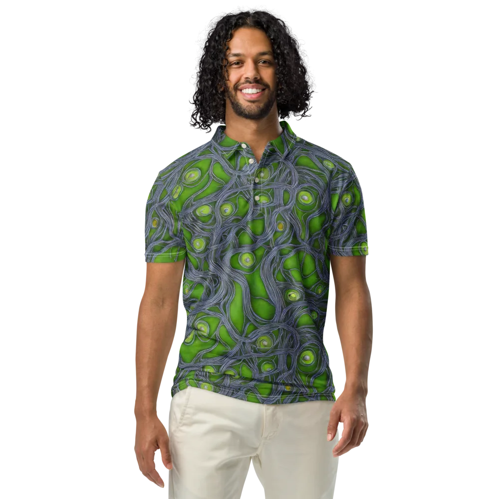 Neon Mycelium on Men's Slim Fit Polo Shirt — Front