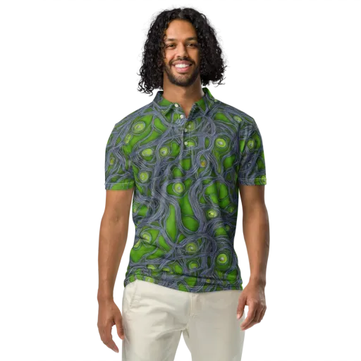 Neon Mycelium on a Men's Slim Fit Polo Shirt