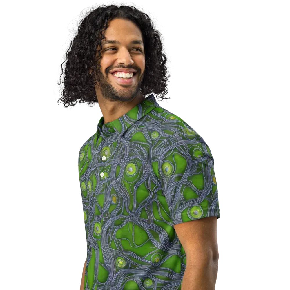 Neon Mycelium on Men's Slim Fit Polo Shirt — Left Front