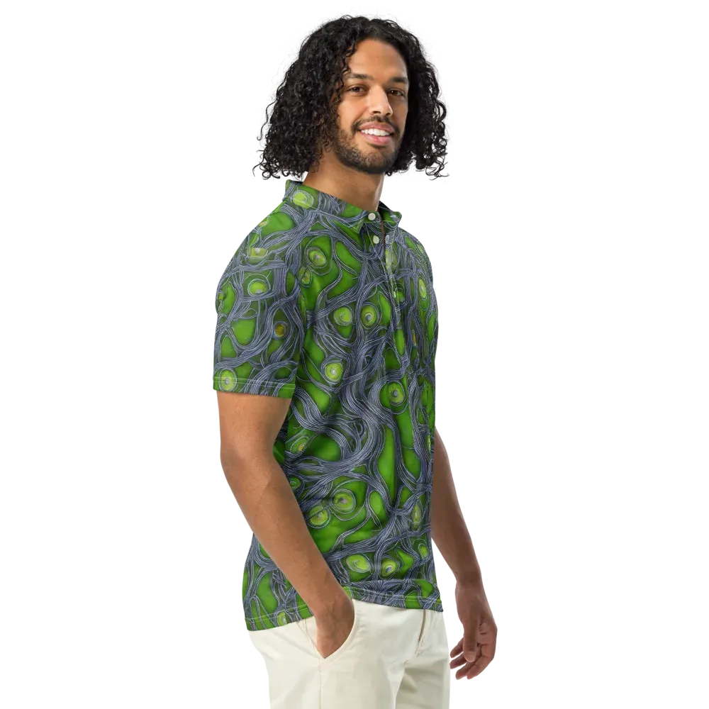 Neon Mycelium on Men's Slim Fit Polo Shirt — Right Front
