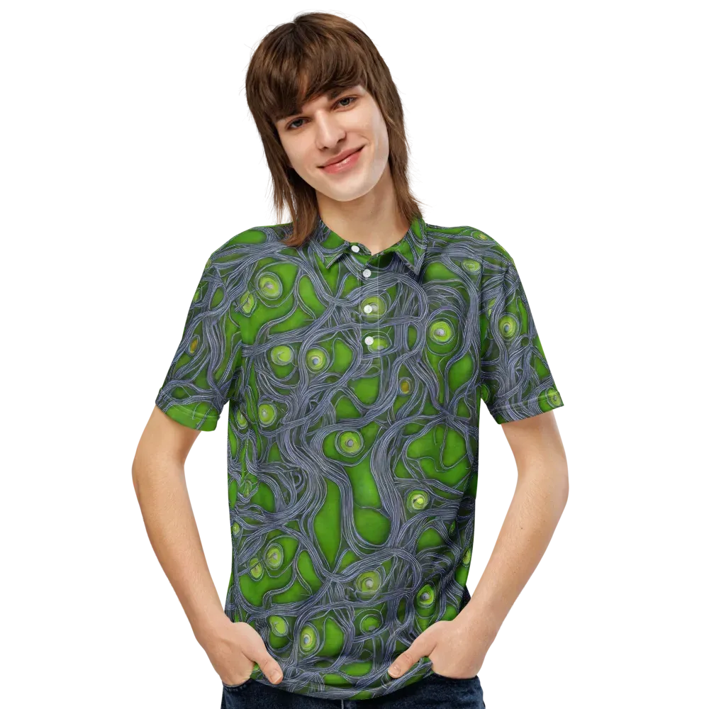 Neon Mycelium on Men's Slim Fit Polo Shirt — Front