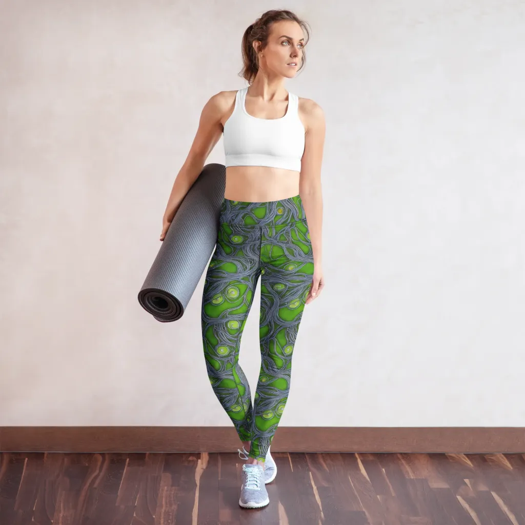 Neon Mycelium on Yoga Leggings — Front