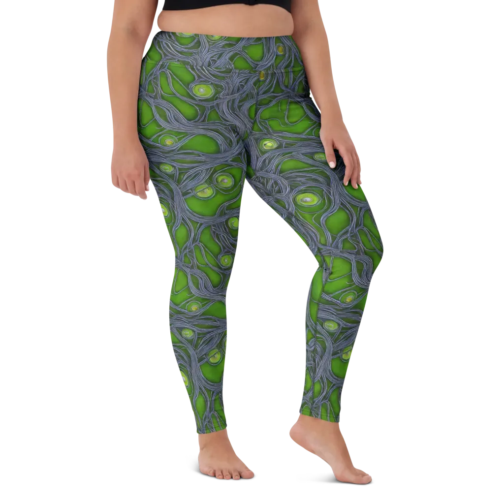 Neon Mycelium on Yoga Leggings — Front