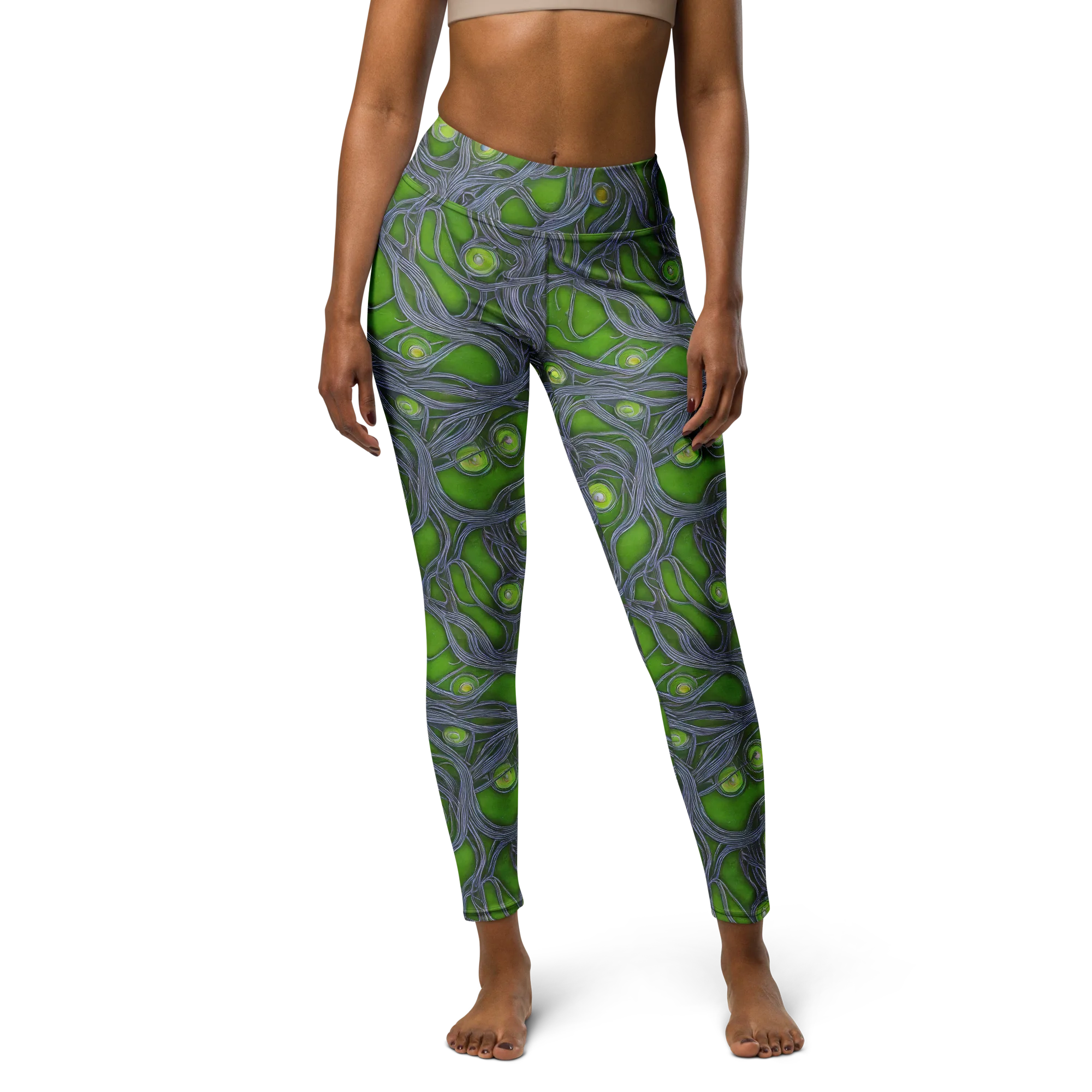 Neon Mycelium on Yoga Leggings — Front