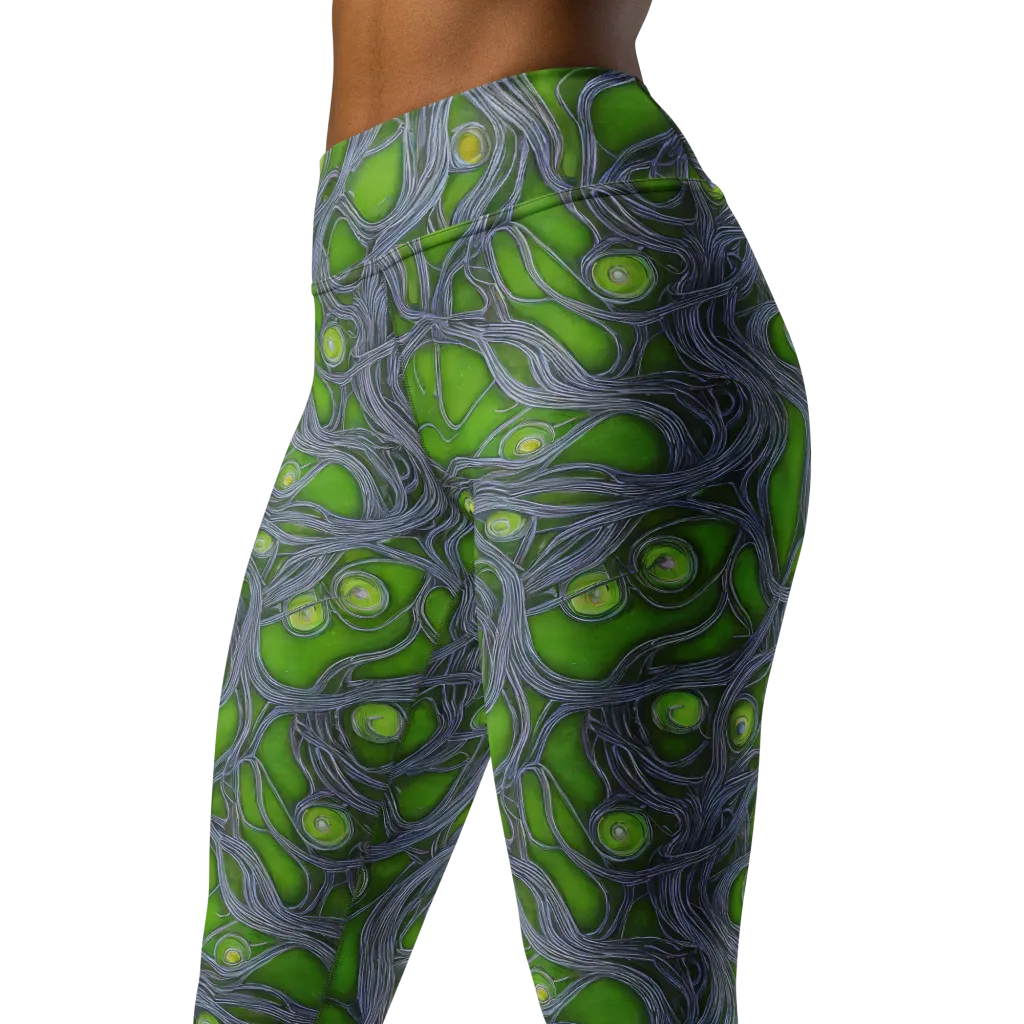Neon Mycelium on Yoga Leggings — Left Front