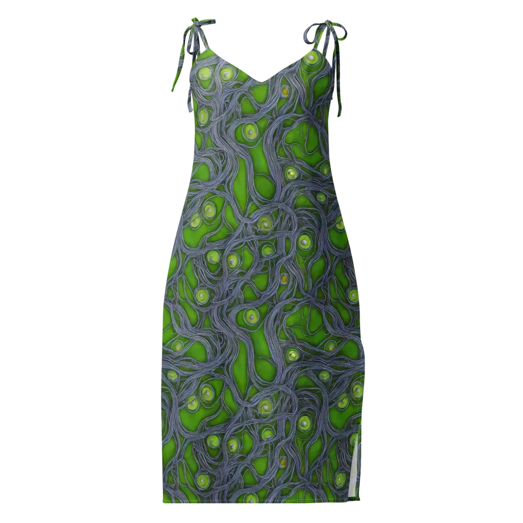 Neon Mycelium on Slip Dress — Front