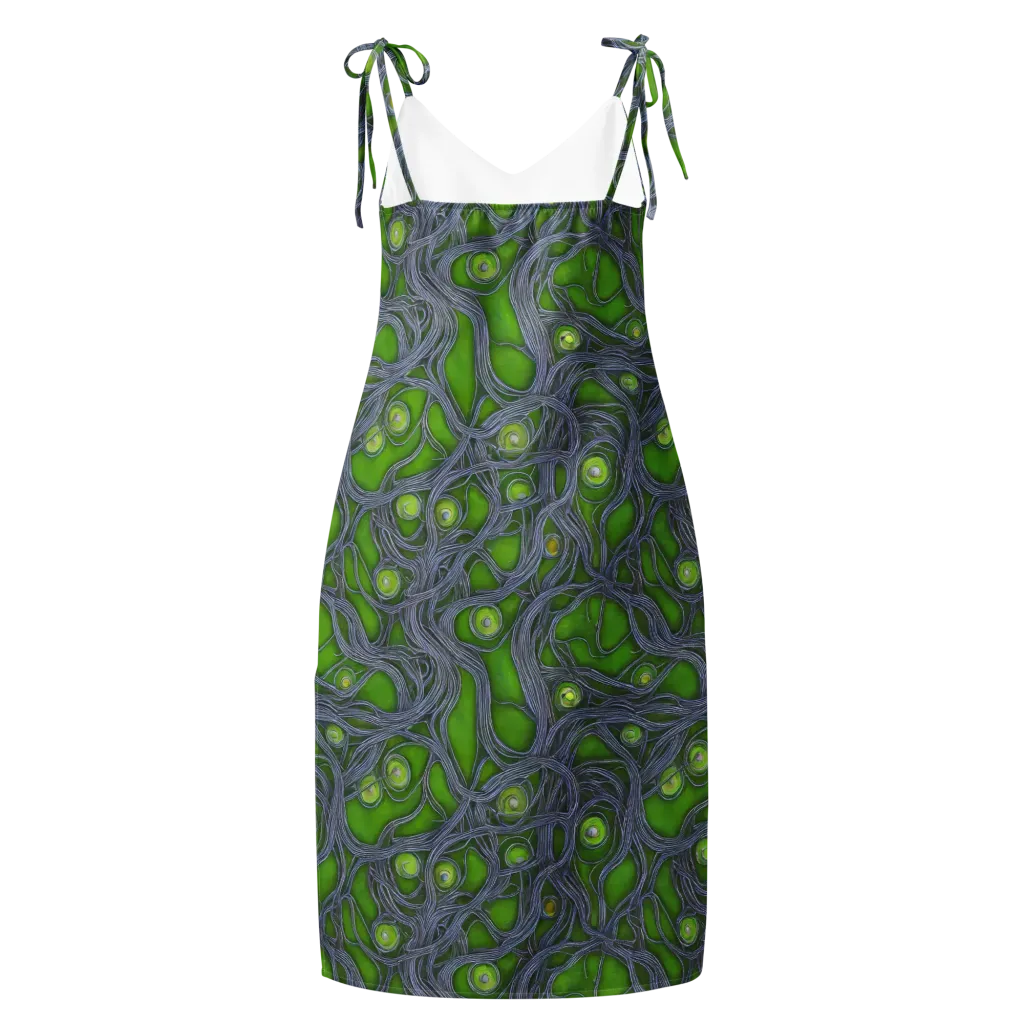 Neon Mycelium on Slip Dress — Back