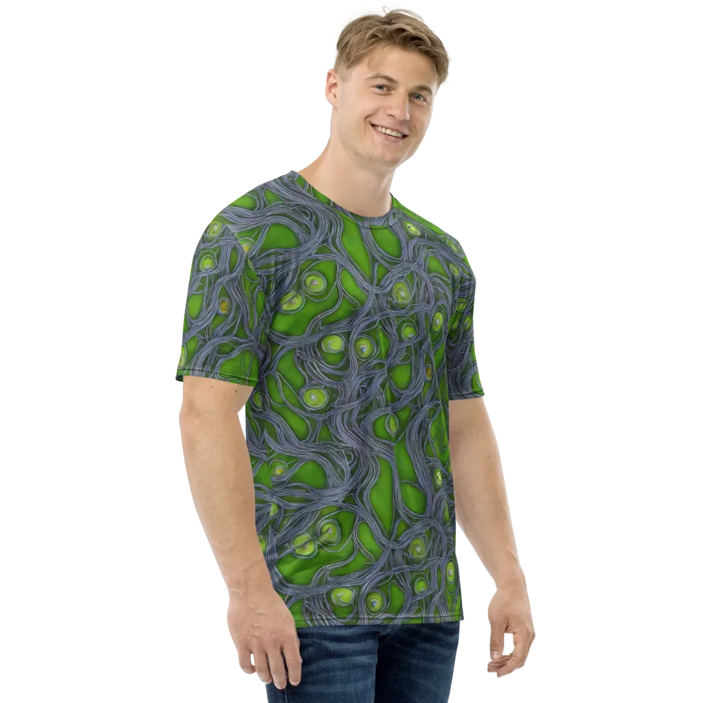Neon Mycelium on Men's Crew Neck T-Shirt — Right
