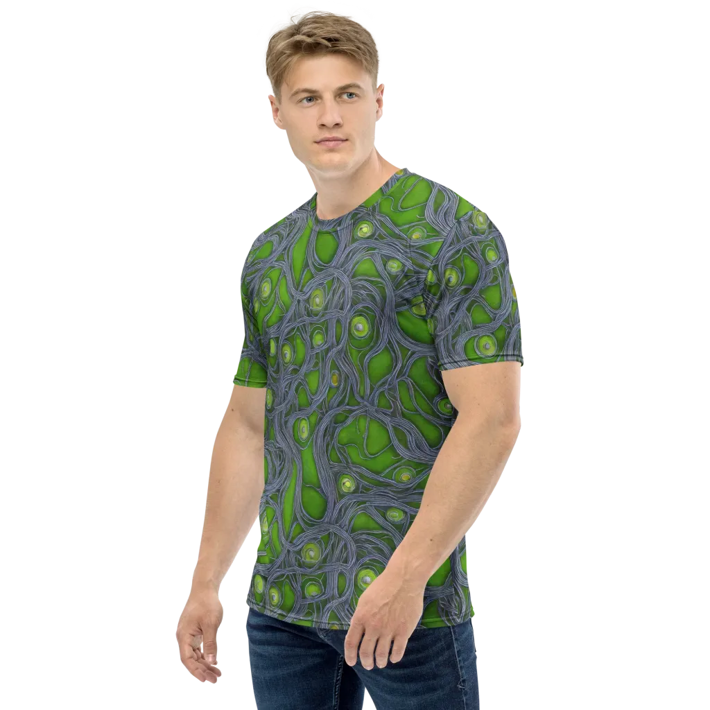 Neon Mycelium on Men's Crew Neck T-Shirt — Left