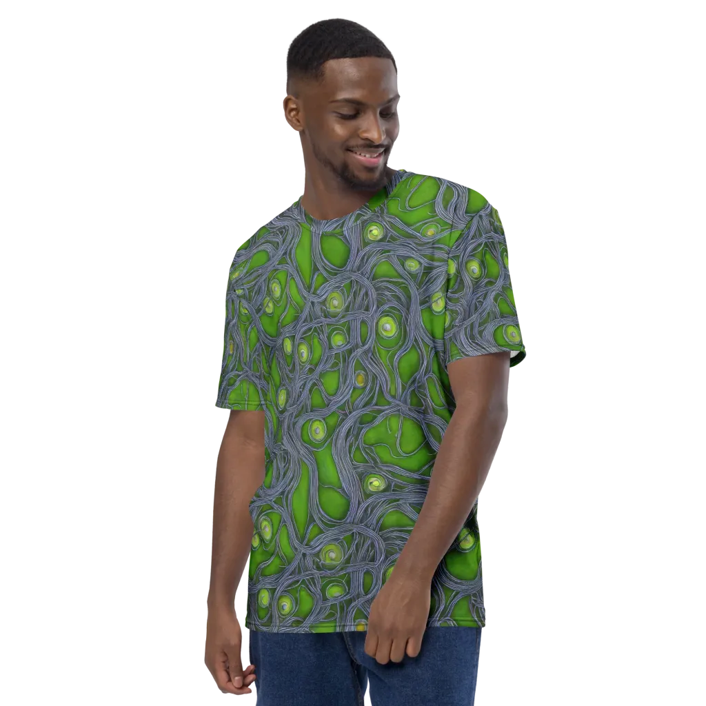 Neon Mycelium on Men's Crew Neck T-Shirt — Left